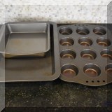 K77. Cake pans and muffin tins. 